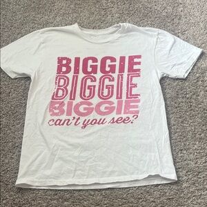 White and Pink Graphic Kids T-Shirt biggie biggie biggie can’t you see size smal